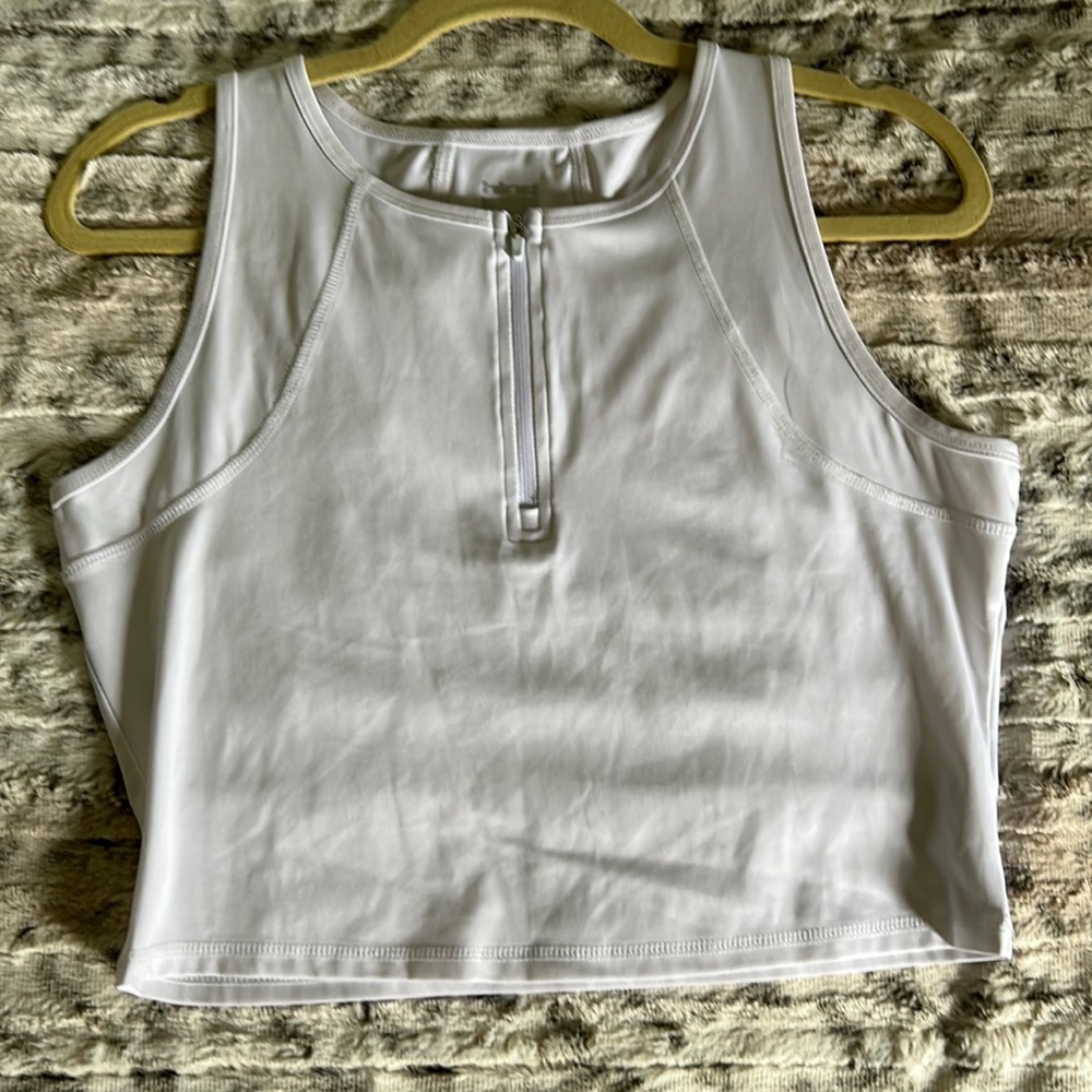 Women’s M Hind Cropped Running/yoga Quarter Zip Workout Tank